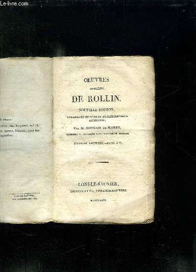 OEUVRES COMPLETES DE ROLLIN. NOUVELLE EDITION. TOME XVI. HISTOIRE ANCIENNE.
