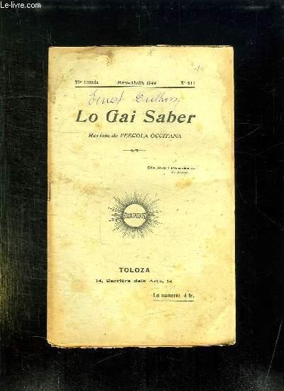 LO GAI SABER N 211 MARS ABRILH 1944. REVISTA DE L ESCOLA OCCITANA.