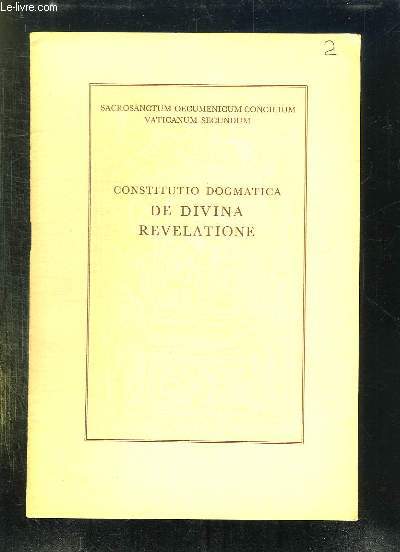 CONSTITUTIO DOGMATICA DE DIVINA REVELATIONE. TEXTE EN LATIN.