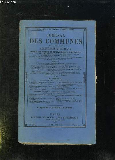 JOURNAL DES COMMUNES. TOME 52em.