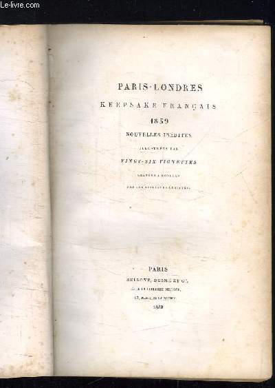 PARIS LONDRES KEEPSAKE FRANCAIS 1839 NOUVELLE INEDITES.