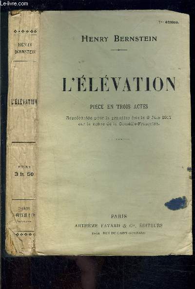 L ELEVATION- PIECE EN TROIS ACTES