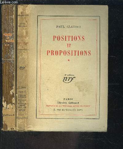 POSITIONS ET PROPOSITIONS- 2 TOMES EN 2 VOLUMES- 1- ART ET LITTERATURE
