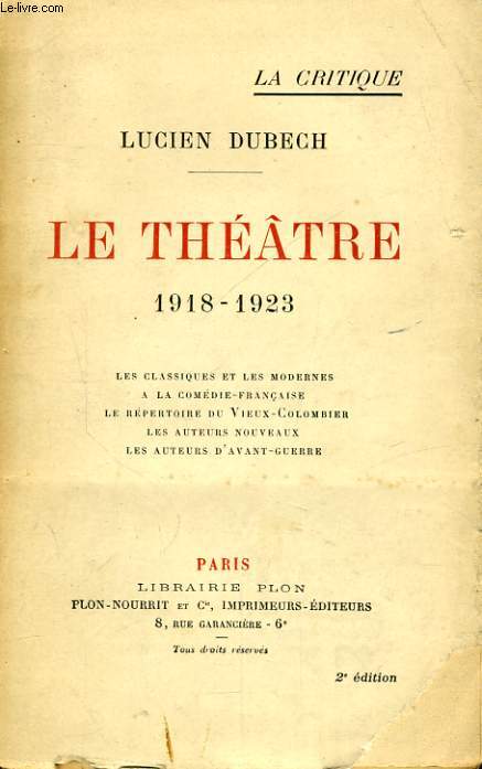 LE THEATRE, 1918-1923