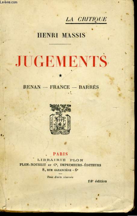 JUGEMENTS, 1: RENAN, FRANCE, BARRES