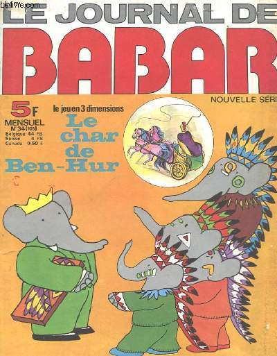 LE JOURNAL DE BABAR N34 - NOUVELLE SERIE - BABAR ET LES INDIENS