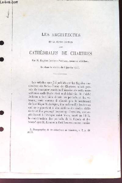 Les Architectes et la Construction des Cathdrales de Chartres. (Ouvrage photocopi)