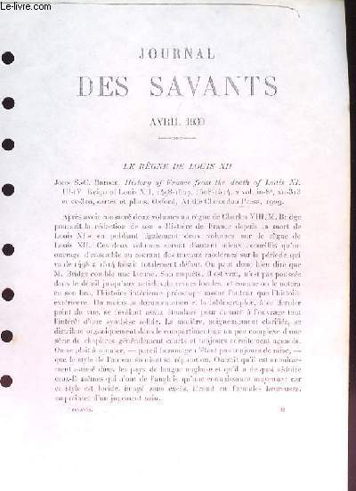 Le Journal des Savants (Ouvrage photocopi) : Le Rgne de Louis XII