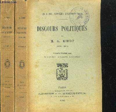 DISCOURS POLITIQUES - 2 VOLUMES - TOMES I+II (1901-1905)