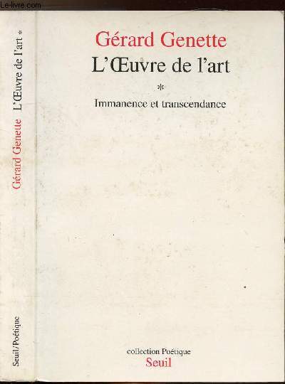 L'OEUVRE DE L'ART - TOME I - IMMANENCE ET TRANSCENDANCE
