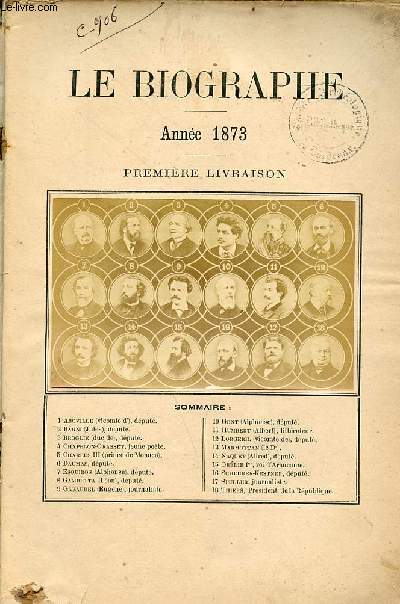La Biographie anne 1873-1874 premire livraison  la douzime livraison.