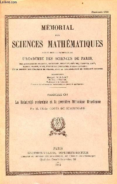 Mmorial des sciences mathmatiques - Fascicule CIII : La relativit restreinte et la premire mcanique Broglienne.