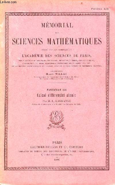 Calcul diffrentiel absolu - Mmorial des sciences mathmatiques fascicule XIX.