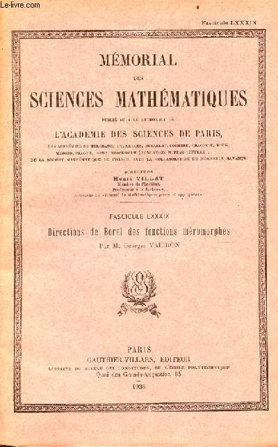 Directions de Borel des fonctions mromorphes - Mmorial des sciences mathmatiques fascicule LXXXIX.