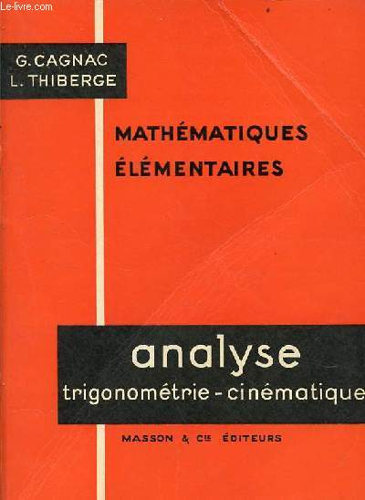 Analyse trigonomtrie - cinmatique - mathmatiques lmentaires.