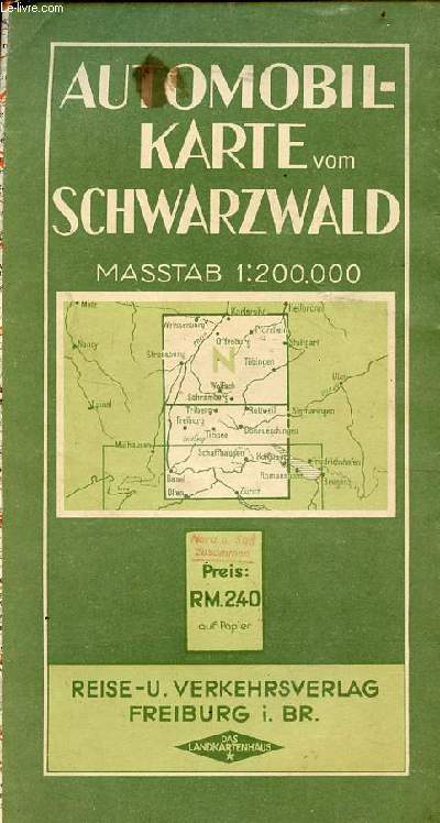 Automobil-karte vom Schwarzwald masstab 1/200.000.