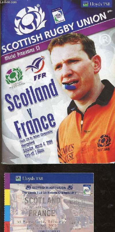 Scottish rugby union official programme - Scotland v France Murrayfield saturday march 4 2000.