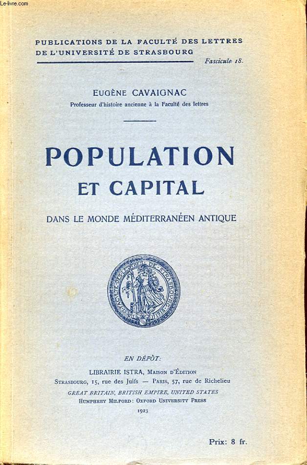 POPULATION ET CAPITAL DANS LE MONDE MEDITERRANEEN ANTIQUE