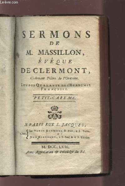 SERMON DE M. MASSILLON - PETIT CAREME.