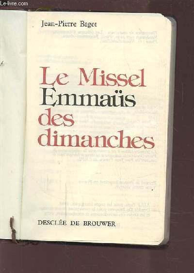 LE MISSEL EMMAUS DES DIMANCHES.