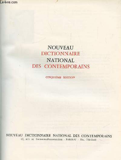 NOUVEAU DICTIONNAIRE NATIONAL DES CONTEMPORAINS.