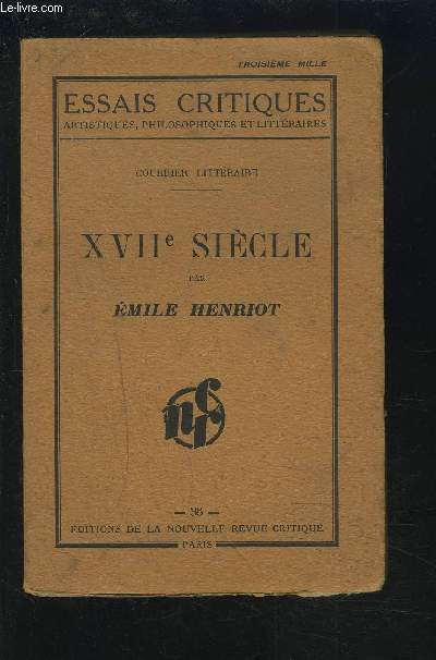XVII SIECLE - ESSAIS CRITIQUES - 36.