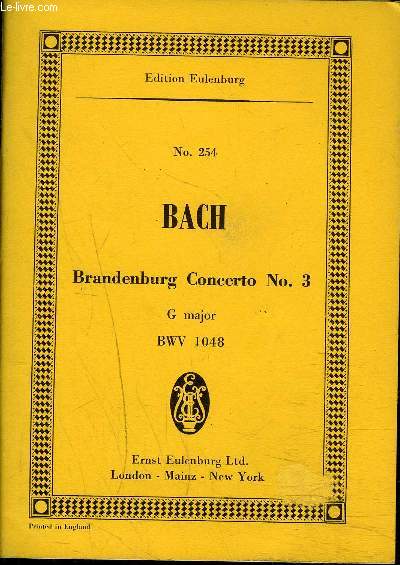 PARTITIONS : N 254 BRANDENBURG CONCERTO N3 G major BWV 1048