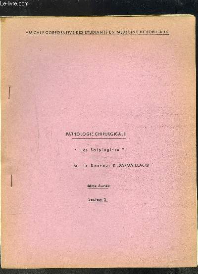 PATHOLOGIE CHIRURGICALE- LES SALPINGITES- 4me anne- Secteur 2