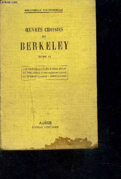 OEUVRES CHOISIES DE BERKELEY- TOME II