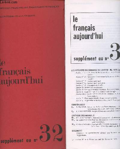 LE FRANCAIS AUJOURD'HUI SUPPLEMENT AU N32