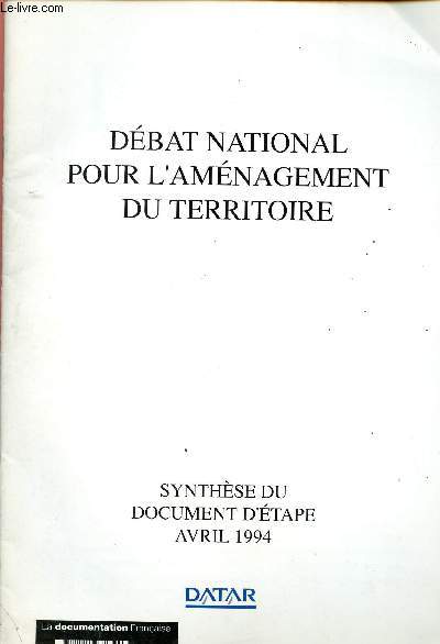 DEBAT NATIONAL POUR L'AMENAGEMENT DU TERRITOIRE