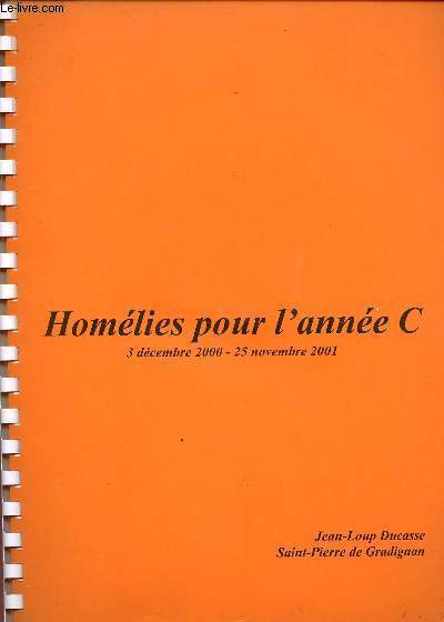 HOMELIES POUR L'ANNEE C: 3 DEC 2000 - 25 NOV 2001