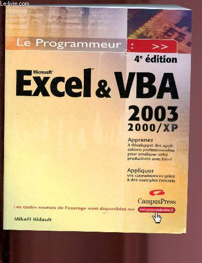 MICROSOFT EXCEL & VBA 2003/2000 XP