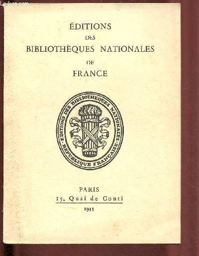 CATALOGUE ILLUSTRE - BIBLIOTHEQUES NATIONALES DE FRANCE