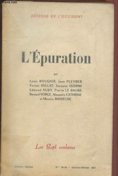 N SPECIAL - N39 - JANVIER/FEVRIER 1957 - LES SEPT COULEURS : L'EPURATION