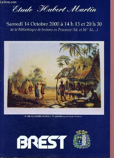 CATALOGUE DE VENTE AUX ENCHERES - 14 OCTOBRE 2000 - HOTEL DES VENTES - BREST - BIBLIOTHEQUE DE BRETONS EN PROVENCE