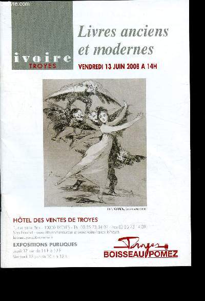 Catalogue de vente aux enchres - 13 Juin 2008 - Htel des ventes de Troyes : livres anciens et modernes