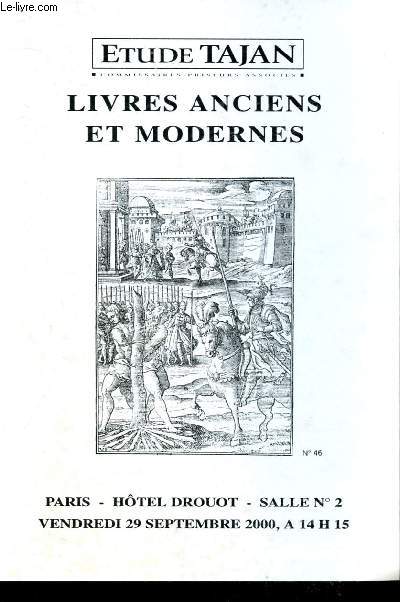 Catalogue de vente aux enchres : 29 septembre 2000 - Htel Drouot - Paris : livres anciens, du XIXe et modernes (Bible, Bretagne, Trait des arbres de Duhamel...)
