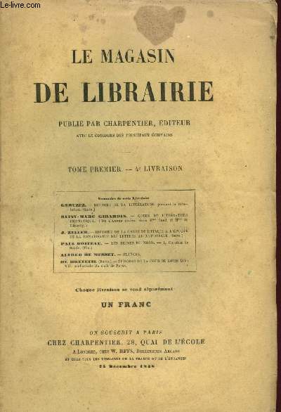 Le magasin de librairie - Tome premier - 4e livraison - 25 Dcembre 1858 :