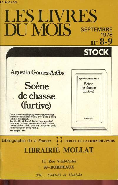 Les livres du mois - Librairie Mollat - Bordeaux : N8-9 - Septembre 1978 : table mensuelle des nouveautes parues entre le 20 juillet et le 20 septembre 1978