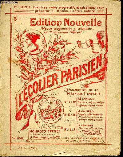 L'colier parisien - N3 - 1re partie - exercices varis, progressifs et raisonns pour prparer au dessin d'aprs nature - casserole, tasse, sceau, pot, poid...
