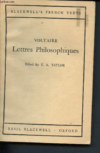 Lettres philosophiques - Voltaire - Blackwell's french texts