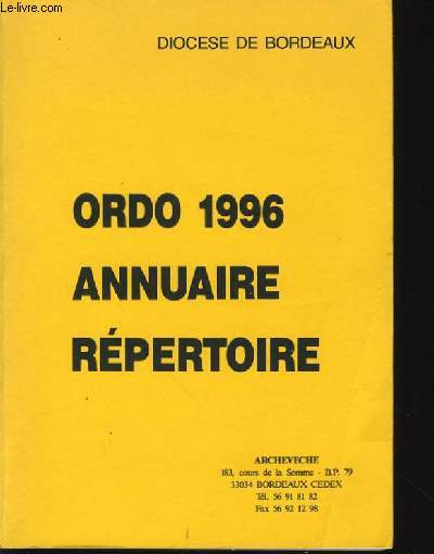 ORDO 1996 ANNUAIRE REPERTOIRE