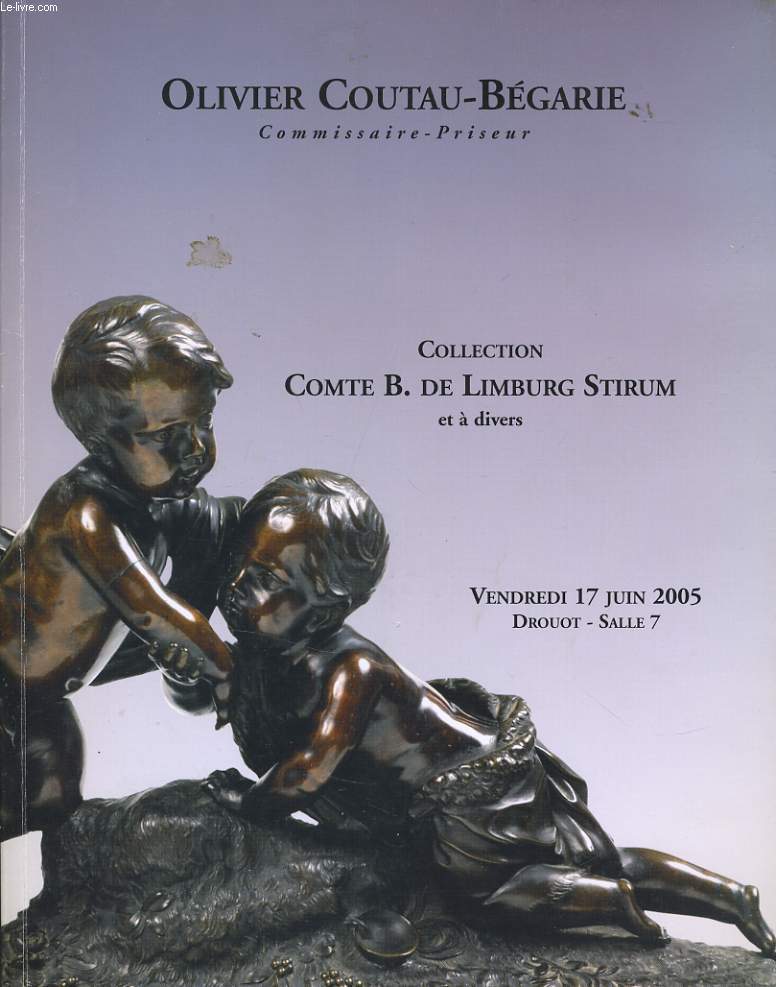 CATALOGUE DE VENTE de COLLECTION COMTE B. de LIMBURG STIRUM et  divers le vendredi 17 juin 2005  Drouot
