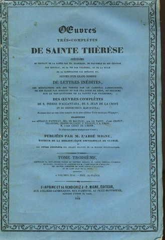OEUVRES TRES COMPLETES DE SAINTE THERESE tome 3