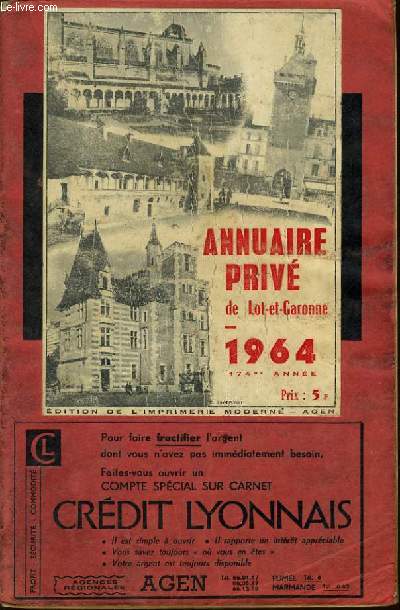 ANNUAIRE PRIVE DE LOT ET GARONNE DE 1964