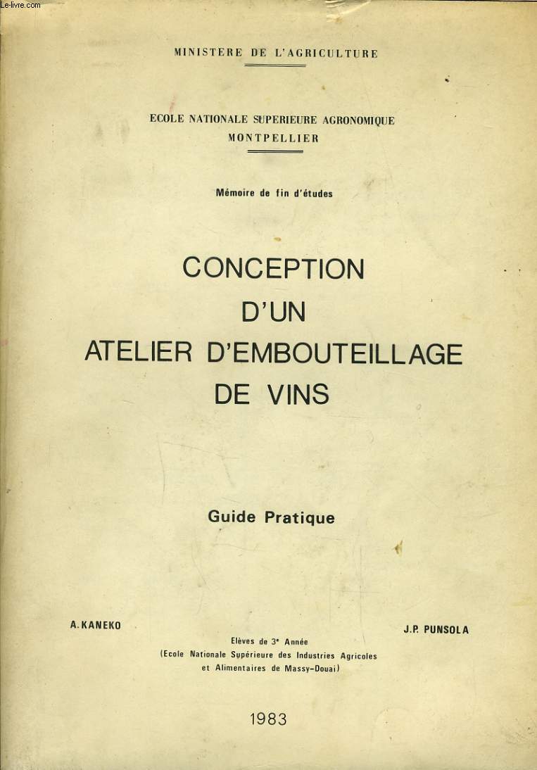 CONCEPTION D'UN EMBOUTEILLAGE DE VINS guide pratique