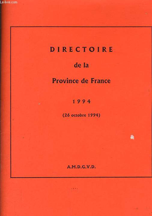 DIRECTOIRE DE LA PROVINCE DE FRANCE