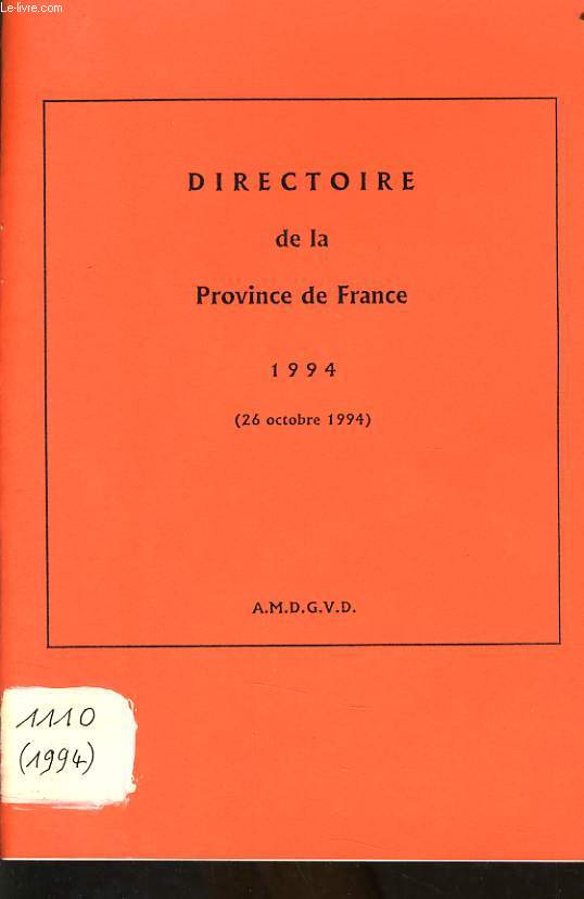 DIRECTOIRE DE LA PROVINCE DE FRANCE