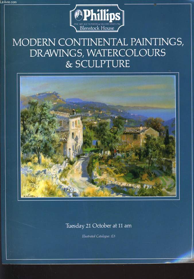 CATALOGUE DE VENTE de Modern Continental Paintings, Drawings, Watercolours & sculpture, le 22 octobre